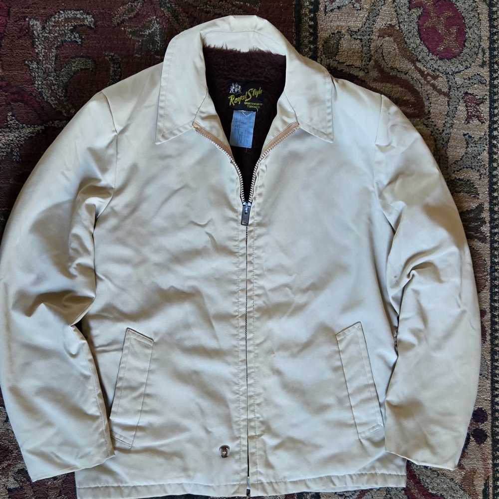Men's Vintage 70s Fur Lightweight Cream Shirt Jacket
